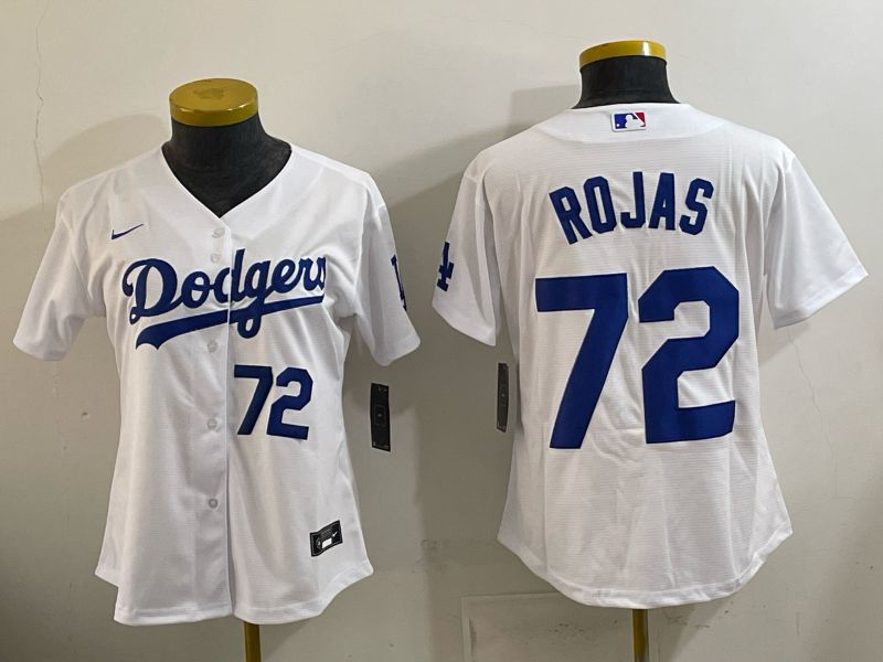 Women 2026 Nike Los Angeles Dodgers #72 Rojas White Game MLB Jersey 013